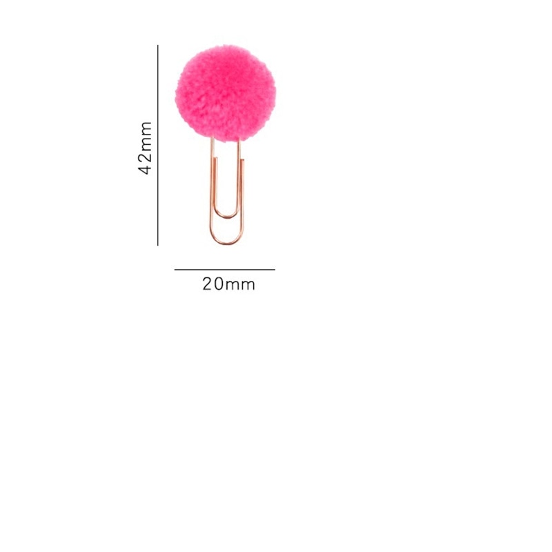 12 pcs Cute pompon ball bookmark Metal clips Color bulb page holder