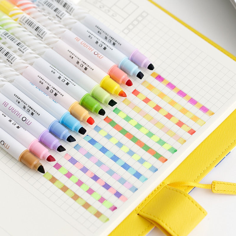 12pcs Magic Color Drawing Pen Set Discolored Highlighter Marker Spot Liner Pens