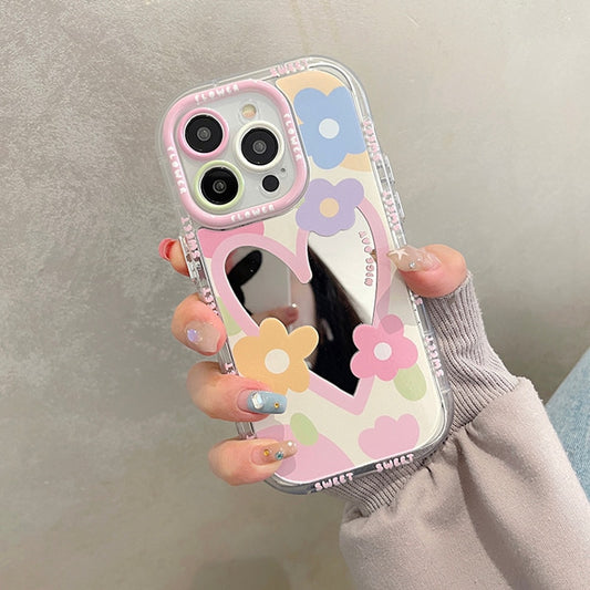 Sweet Love Heart Flowers Mirror Phone Case For iPhone