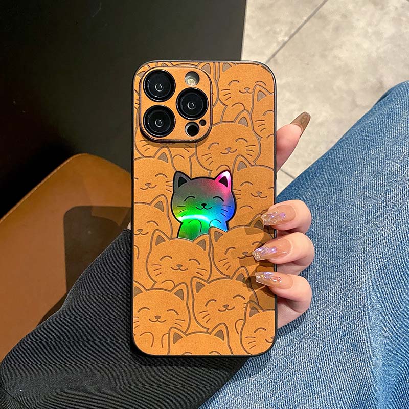 Luxury Cartoon Cats Laser Phone Case for iPhone