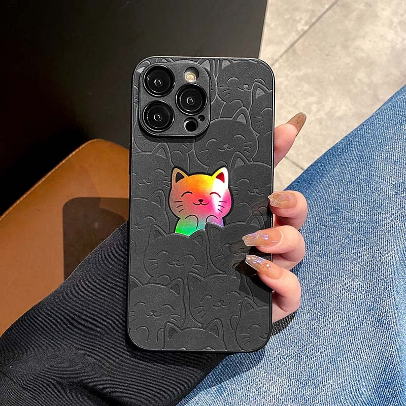 Luxury Cartoon Cats Laser Phone Case for iPhone