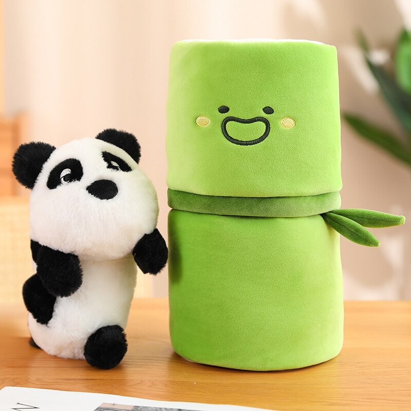 Adorable Bamboo Tube Panda Plush Toys, Lovely Bear Stuffed Soft Animal Toy