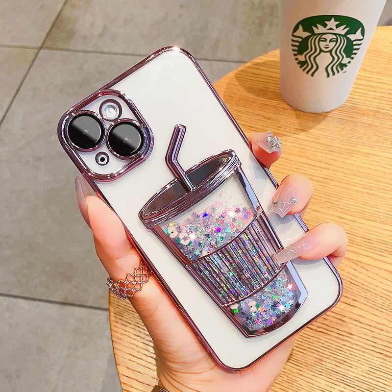 Max Glitter Quicksand Cup Plating Case for iPhone