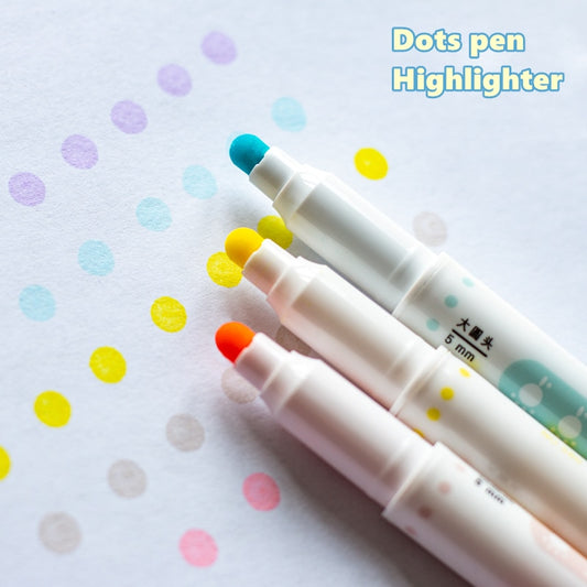 6pcs Light Color Dot Highlighter Pen Set Dual Side Fine Liner & Spot Marker for Drawing