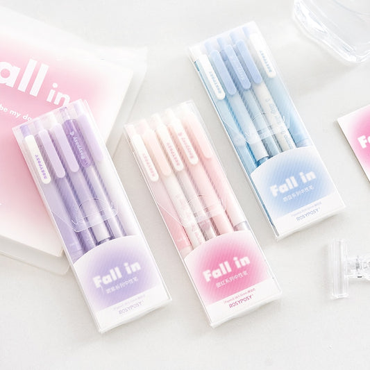 5pcs Blush Design Gel Pens Set Gradient Color
