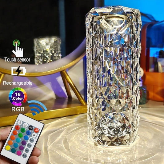 Rose Crystal Lamp 3/16 Colors Adjustable Romantic Diamond Atmosphere